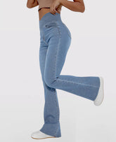 Kit 2 Calças Jeans de Cintura Alta Cruzada