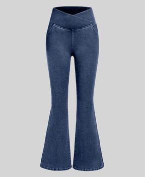 Kit 2 Calças Jeans de Cintura Alta Cruzada